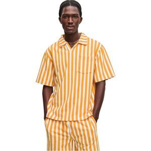 Mode Of One Mens Johnny Collar Striped Terry Polo Shirt, NWT